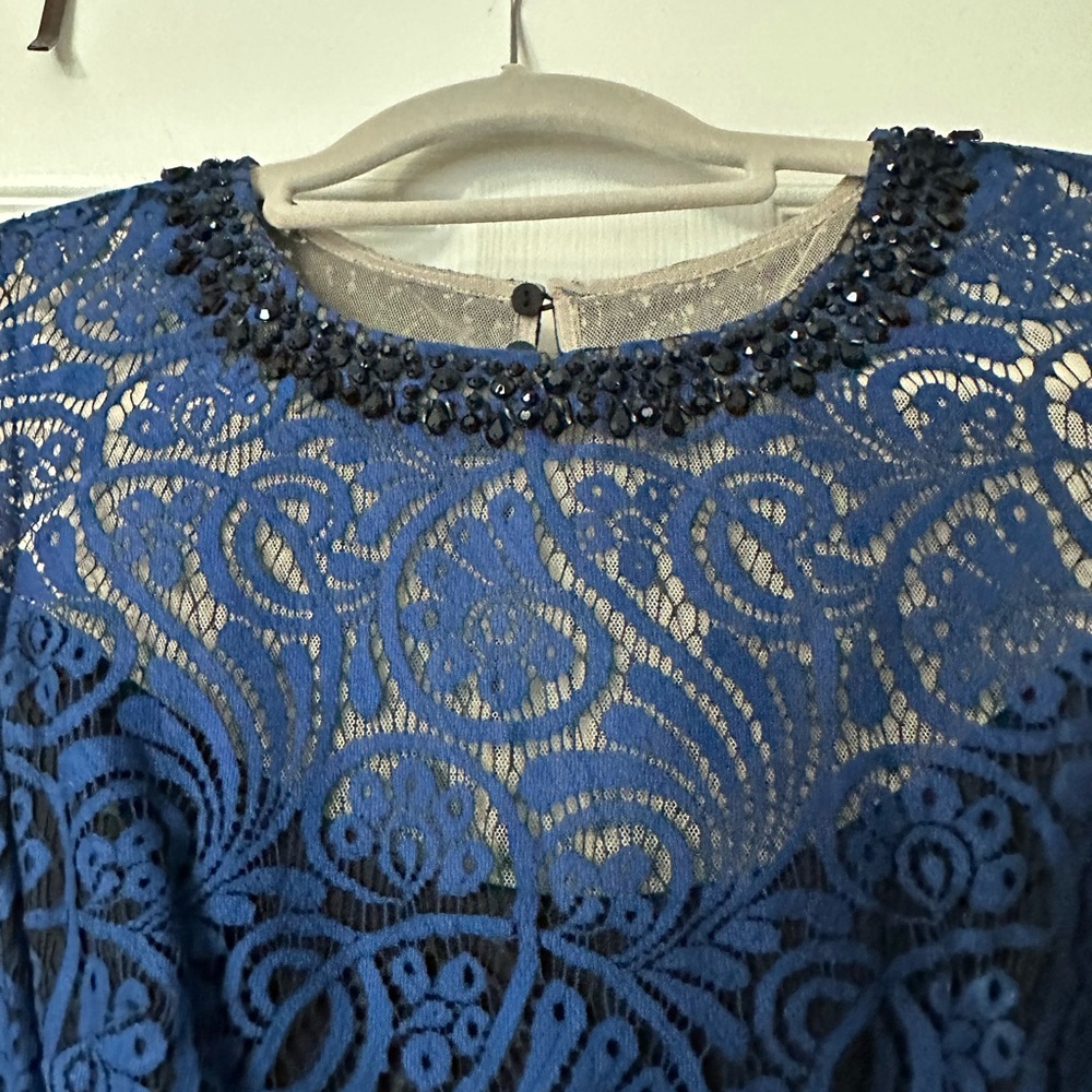 Maggy London Navy Lace Midi Dress